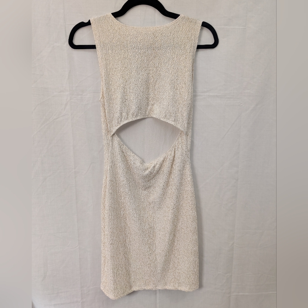Body Central White/Gold Bodycon Dress, Size Medium - Picture 5 of 9